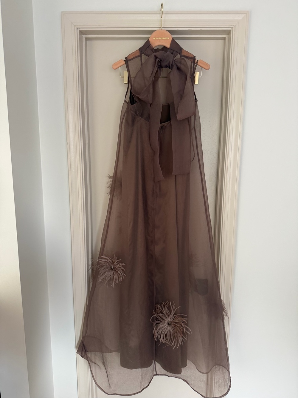 STAUD Taupe Albee Truffle Organza Maxi Dress Size Small - Picture 7 of 10